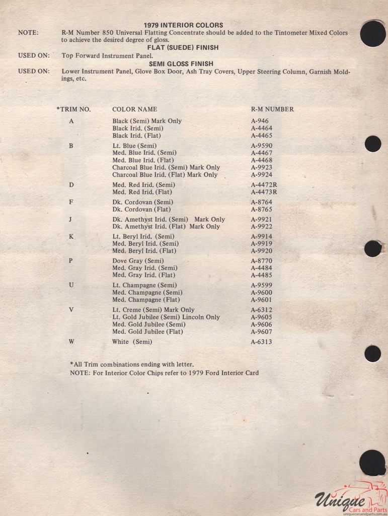 1979 Lincoln Paint Charts Rinshed-Mason 2